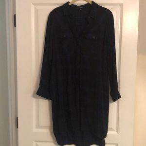 Navy and black flannel shirt dress